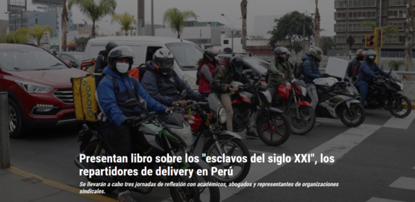 Presentan libro sobre los «esclavos del siglo XXI», los repartidores de delivery en Perú